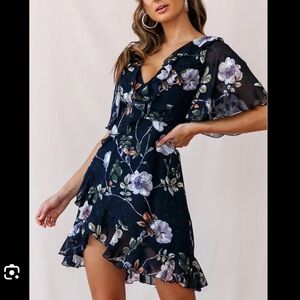 Selfie Leslie Floral Mini Dress in Black and Purple